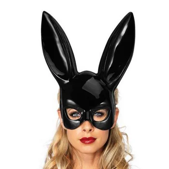 Крушка за грим Черна маска на зайче Женската половина на лицето за възрастни Подпори за Хелоуин Аксесоари за cosplay