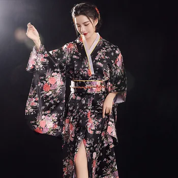 Японското традиционно кимоно юката с Оби, Винтажное-секси вечерна рокля кимоно на гейша, ретро женски костюм за сценичното шоу, cosplay