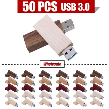 50ШТ USB 3.0 Дървена карта памет, usb флаш устройство pen drive карта 4 GB 16 GB 32 GB 64 GB U-диск сватбен подарък безплатен потребителски лого