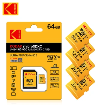 Kodak 128 GB Карта памет V30 16 GB 32 GB Micro SD Карти 64 GB 128 GB C10 Tarjeta Microsd Високоскоростен 256 gb Мини TF Карта Безплатно SD Адаптер