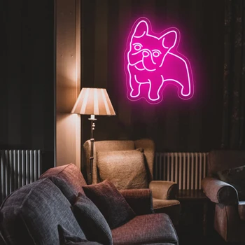 Френски булдог неонова реклама led неонови светлини Марки на животните Потребителски знак за декорация на стените в стаята за домашни любимци Спалня Декор на детска стая