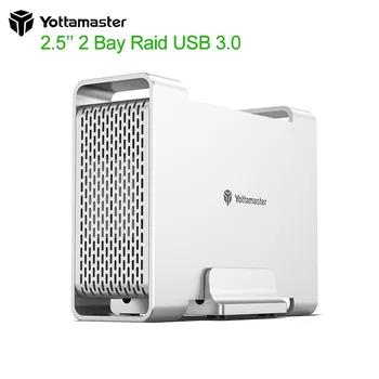 Yottamaster DR2RU3-25 Корпуса на твърдия диск/SSD SATA3.0 С UASP поддръжка 5 Gbit/с Максимален твърд диск 8 TB Външен корпус на твърдия диск USB3.0 SSD Raid