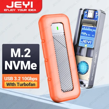 Корпус на твърдотелно устройство за съхранение JEYI M. 2 NVMe SSD с Турбовентилятором, Външен твърд диск, USB C 3.2 Gen 2 10 gbps NVME СЪС Силиконов защитен калъф