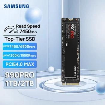 SAMSUNG 990 Pro SSD диск 1 TB И 2 TB NVMe PCIe 4.0 До 7450 MB/s. M. 2 2280 Твърди Дискове за PS5 PlayStation5 Тетрадка Тетрадка Компютърни Игри