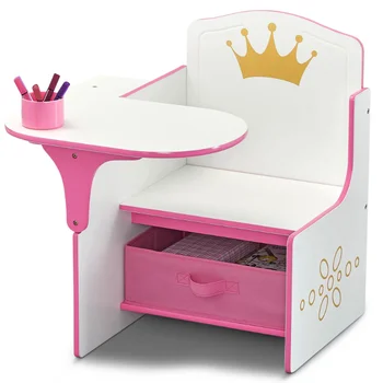 Детски бюро Делта Princess Crown с кутия за съхранение, сертифициран Greenguard Gold маса и стол за деца