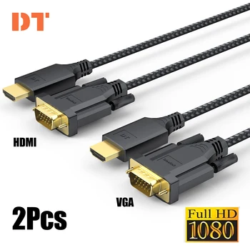 DteeDck 2 бр./компл. съвместим с HDMI кабел HDMI-VGA активен конвертор, Свързващ кабел за лаптоп, Монитор, Проектор HDTV настолен компютър