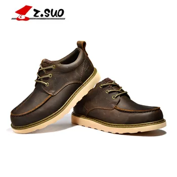 Мъжки ежедневни обувки с въже за разходка, обувки с инструменти, с голяма глава, пролетно-есенни тънки обувки от естествена кожа, дантела, мъжки обувки ZS808