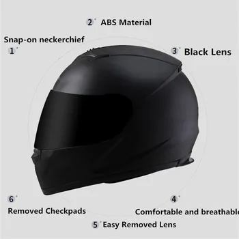 Мотоциклет шлем в грах, одобрен CE, мотоциклет шлем в цял ръст, матово-черен L (59-60 см), сребрист лещи