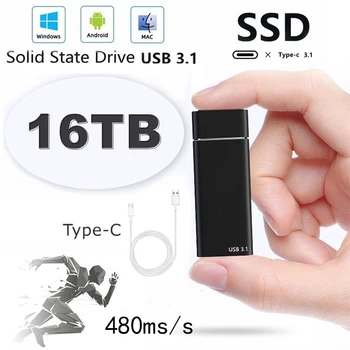 Преносим SSD Външен твърд диск Високоскоростен 30 TB 16 TB 8 TB Интерфейс USB3.0 Type C Оригинални Мобилни устройства За Съхранение на данни