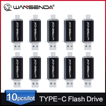 Продажба на едро на 10 бр. /лот WANSENDA TYPE C USB 3.0 Флаш памет Високоскоростна Флаш-памет 256 GB 128 GB 64 GB 32 GB Външен Диск Pendrive