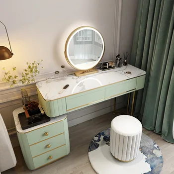 Скандинавски Луксозен Шиферный Тоалетка LED Smart Mirror За Грим Многофункционален Шкаф За Съхранение В Спалнята, Мебели За Малки Апартаменти
