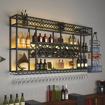 Търговски мебели, чист бар, бар на багажник, монтиран на стената ресторант, желязо художествена витрина, рафт за вино и червено вино.