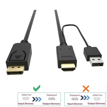 Кабел HDMI, Displayport с USB адаптер преобразувател за захранване за Macbook Dell Монитор Hdtv PC