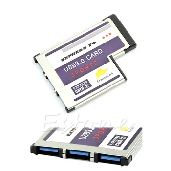 F3KE 54 mm EXPRESS Card 3 порта USB 3.0 Expresscard Адаптер за лаптоп с чип FL1100