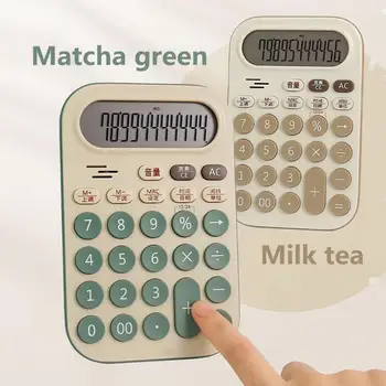 Калкулатор за Креативен цветен 12 цифрен дисплей е Лесен за четене електронен калкулатор за офис училища у дома