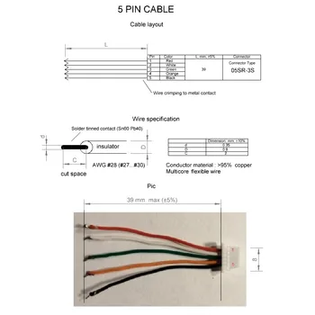 28awg, 5-пинов кабел за свързване